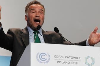 Arnold Schwarzenegger auf der Klimakonferenz in Kattowitz: Der frühere Politiker und Schauspieler wäre gern ein Terminator, um den Klimawandel aufzuhalten.