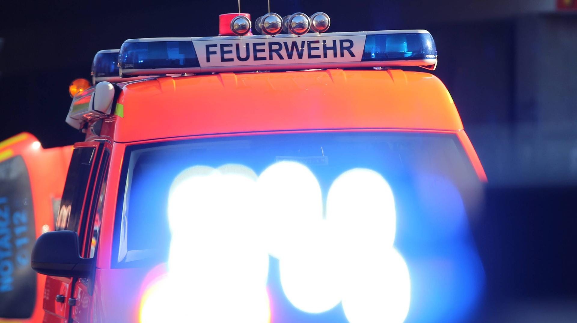 Blaulicht auf einem Einsatzfahrzeug der Feuerwehr: Als die Einsatzkräfte ankamen, brannte bereits das gesamte Haus. (Symbolbild)