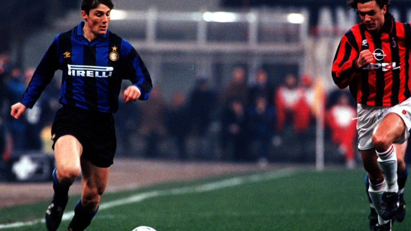 Legenden zweiter Stadtrivalen: Zanetti (li.) gegen Milans Maldini 1997.