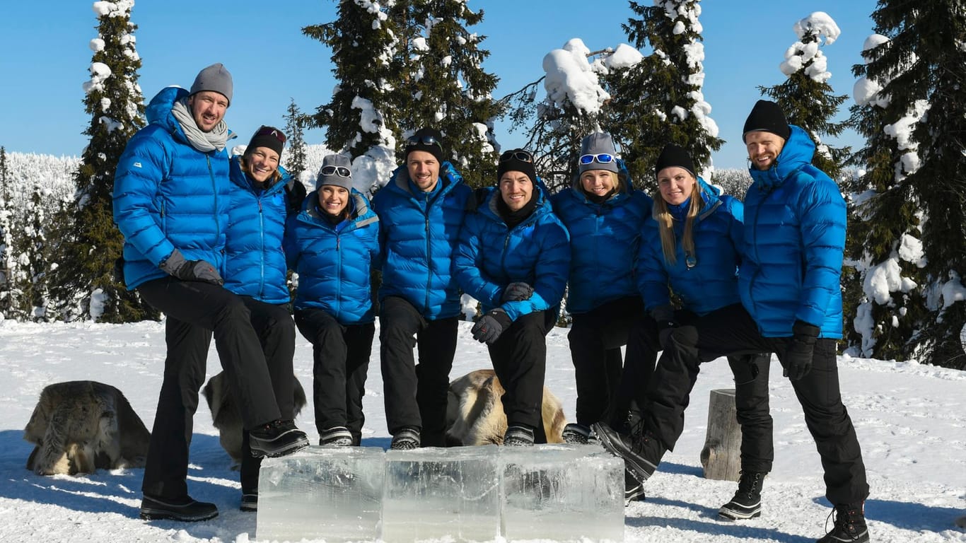 Kandidaten der "Winterspiele": (v.l) Pascal Hens, Jennifer Oeser, Evi Sachenbacher-Stehle, Sasha Klein, Phillipp Boy, Hilde Greg, Magdalena Brzeska und Julius Brink.