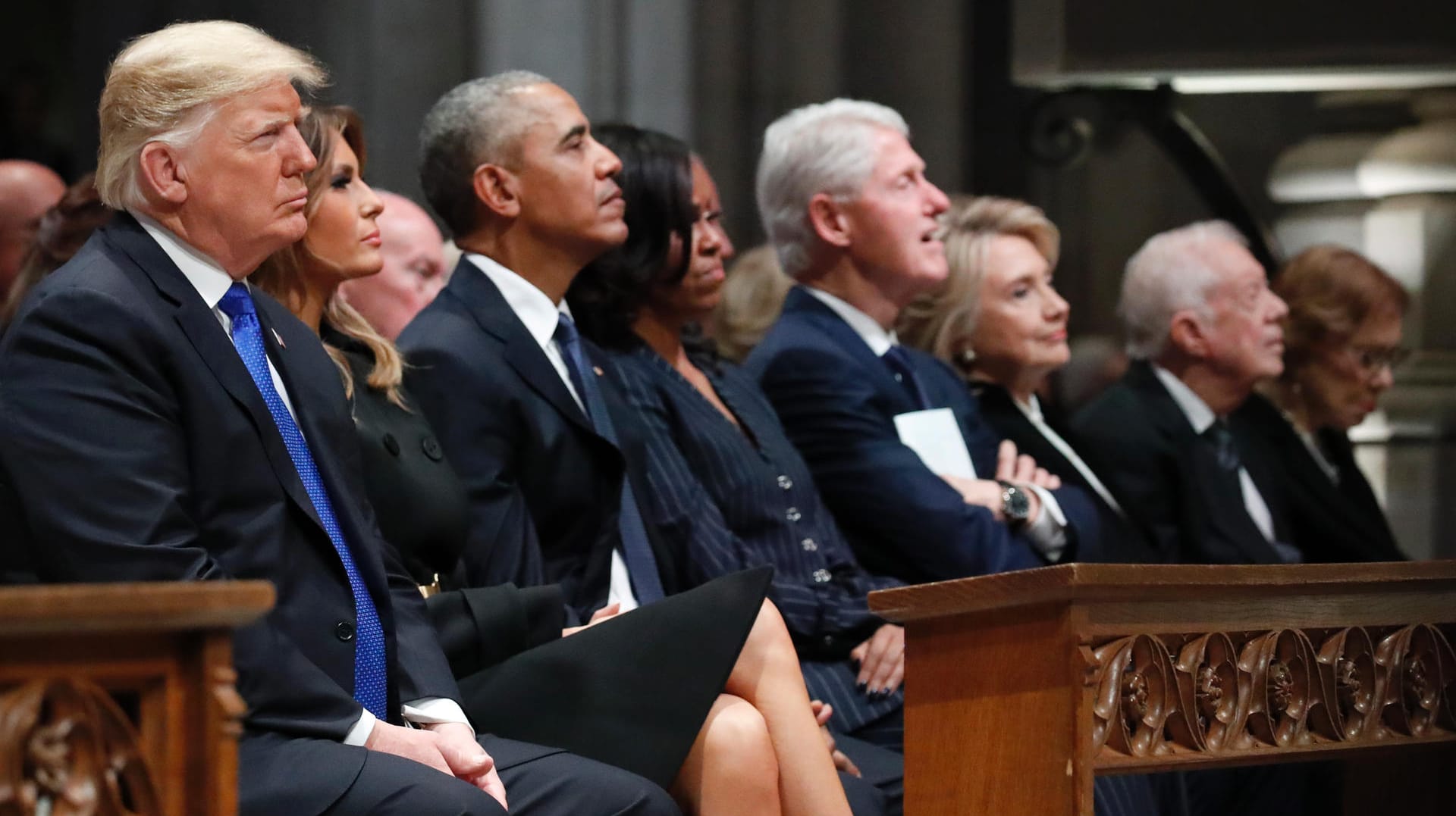 US-Präsidenten, First Ladys beim Staatsakt für George H. W. Bush.