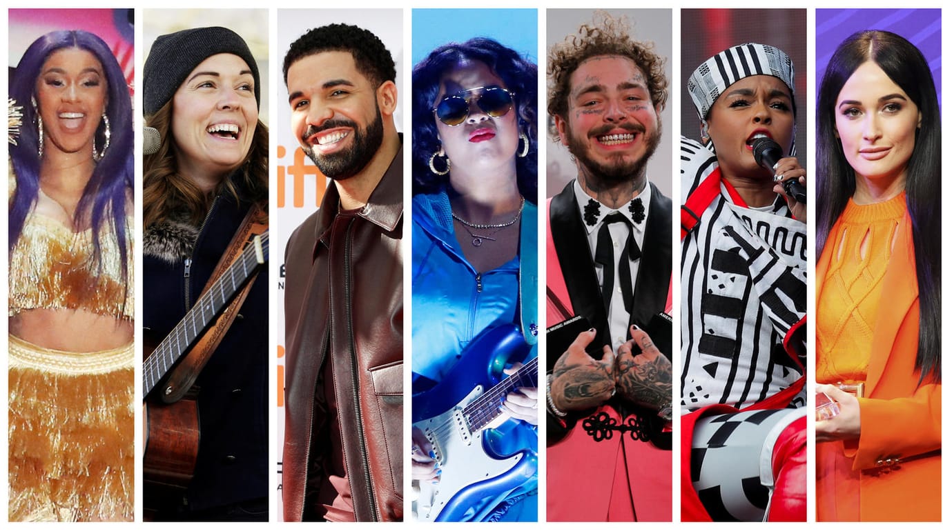 Die Grammy-Nominierungen in der Kategorie Album des Jahres: Cardi B, Brandi Carlile, Drake, H.E.R., Post Malone, Janelle Monae, Kacey Musgraves und Kendrick Lamar.