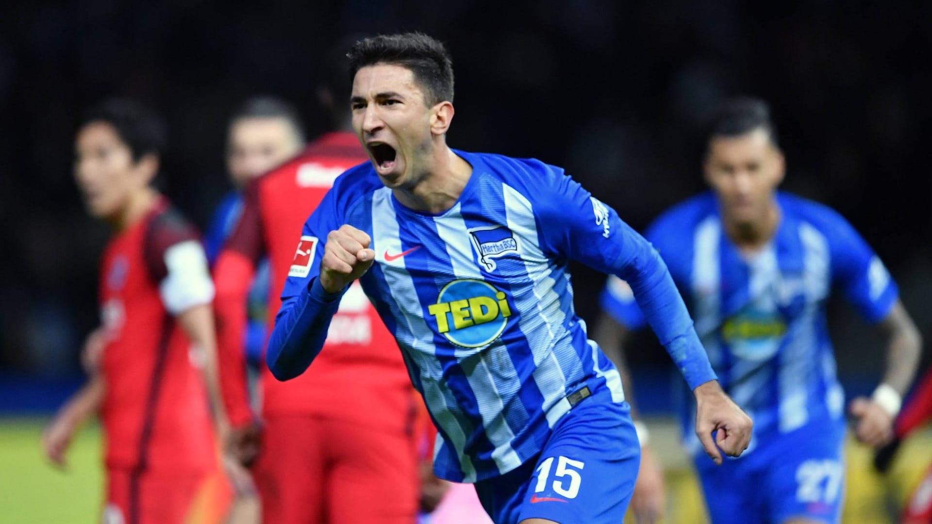 Erstes Bundesliga-Tor: Marko Grujic feiert seinen Treffer gegen Frankfurt. Erstes Bundesliga-Tor: Marko Grujic feiert seinen Treffer gegen Frankfurt.
