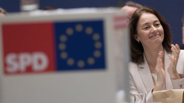 Katarina Barley bei der Delegiertenkonferenz ihrer Partei im Willy-Brandt-Haus. Katarina Barley bei der Delegiertenkonferenz ihrer Partei im Willy-Brandt-Haus.