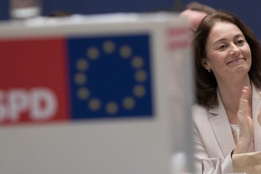 Katarina Barley bei der Delegiertenkonferenz ihrer Partei im Willy-Brandt-Haus.