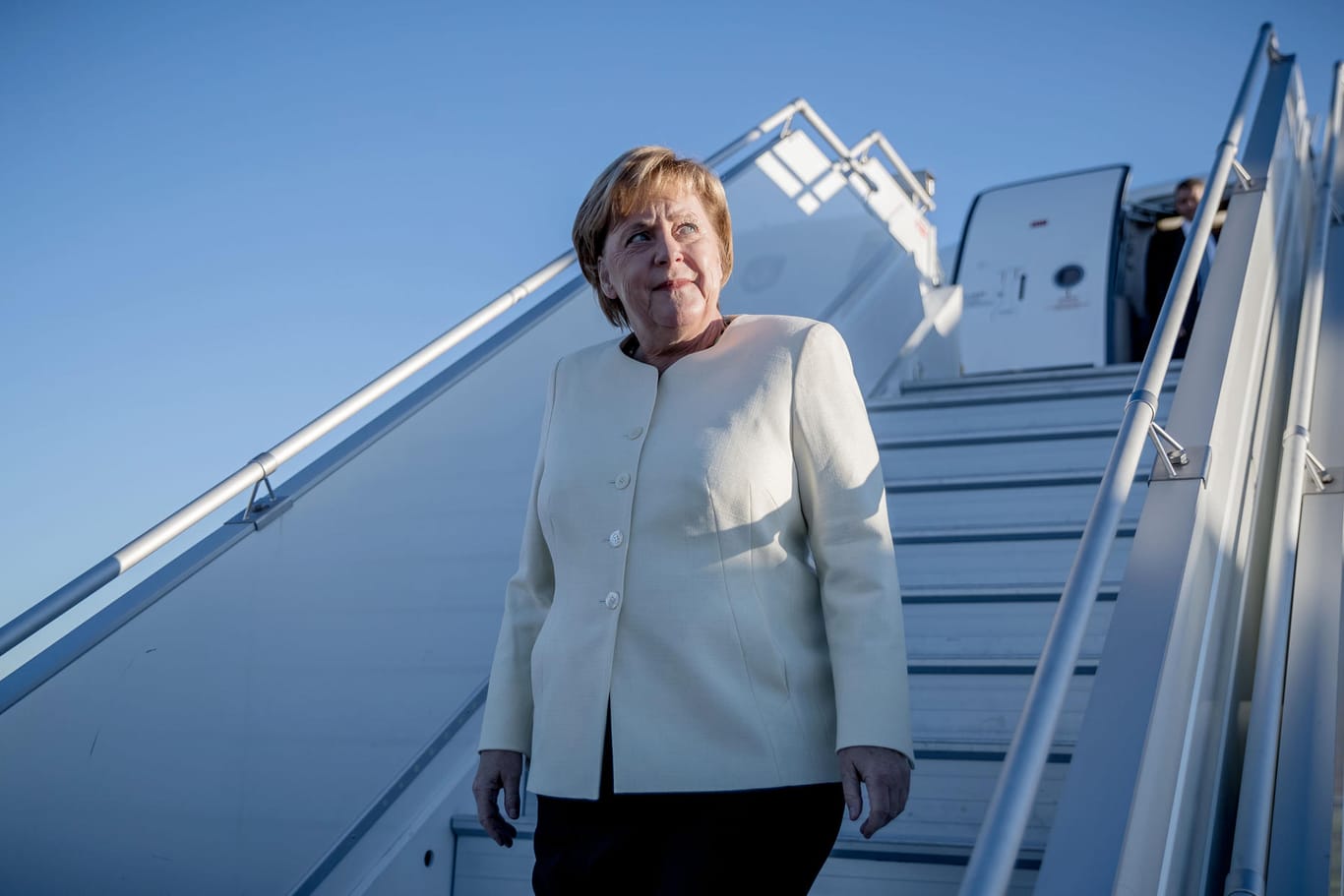 Merkel bei der Landung in Marrakesch.