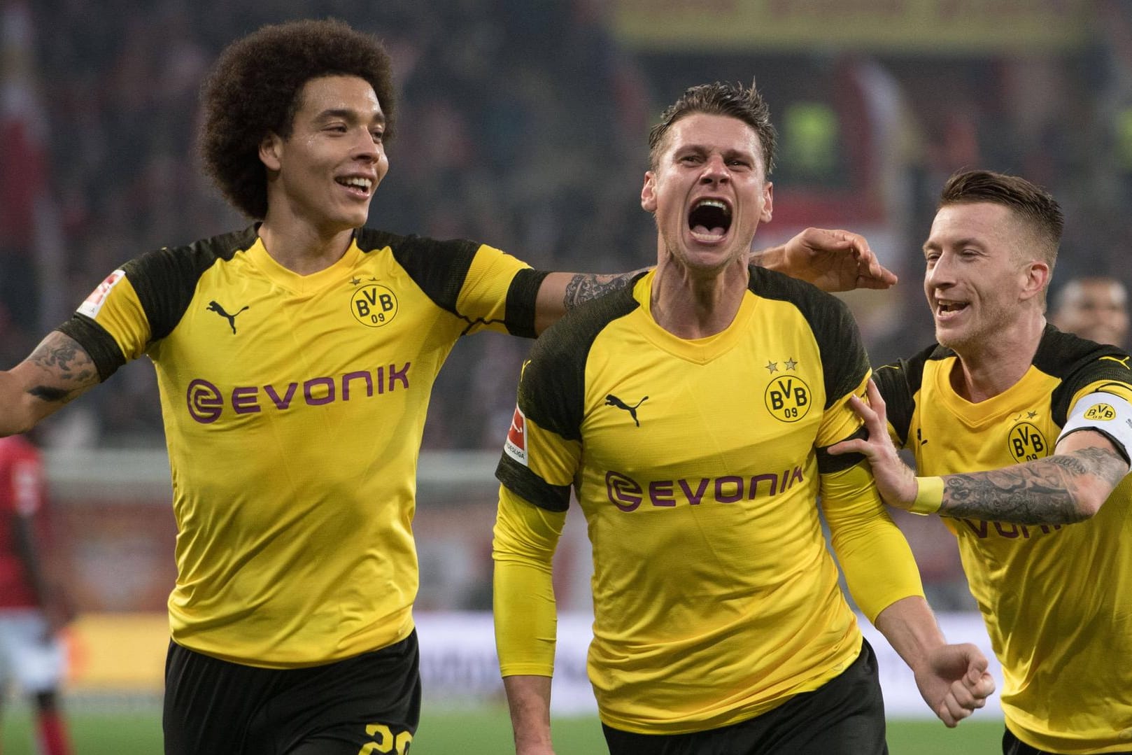(von links): Axel Witsel, Lukasz Piszczek und Marco Reus werden beim Spiel in Monaco nicht mit dabei sein.