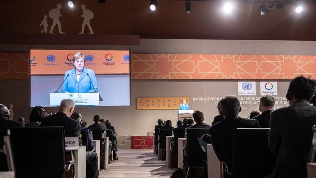 Bundeskanzlerin Angela Merkel (CDU) spricht bei der UN-Konferenz zum Migrationspakt.