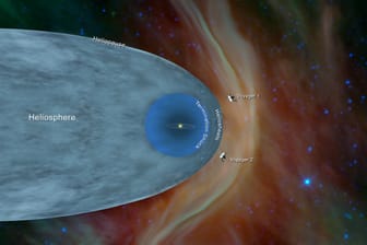 Abbildung von Voyager 1 und 2: Die Raumsonden haben die Heliosphäre der Sonne verlassen.