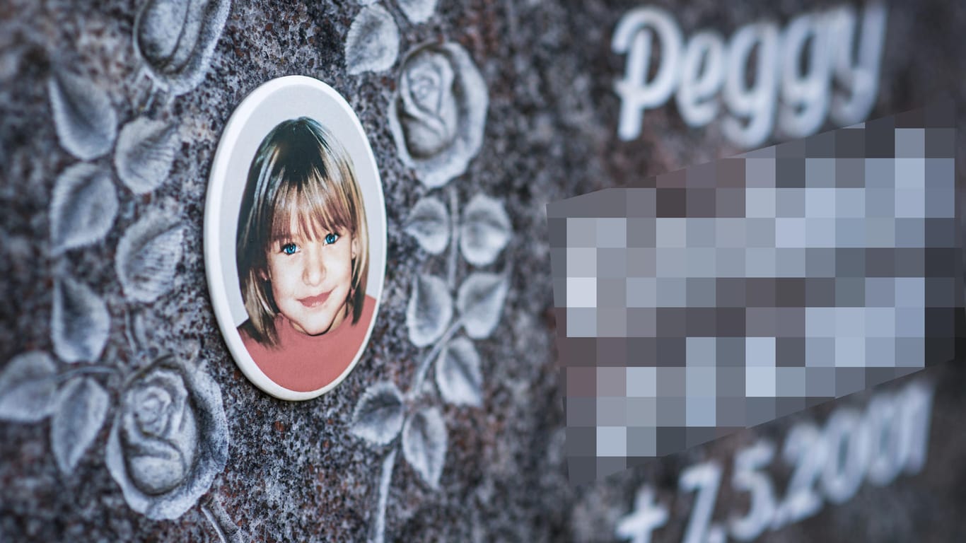 Ein Gedenkstein mit dem Porträt Peggys: Die Staatsanwaltschaft sieht bei dem Verdächtigen nach wie vor einen dringenden Tatverdacht gegeben.