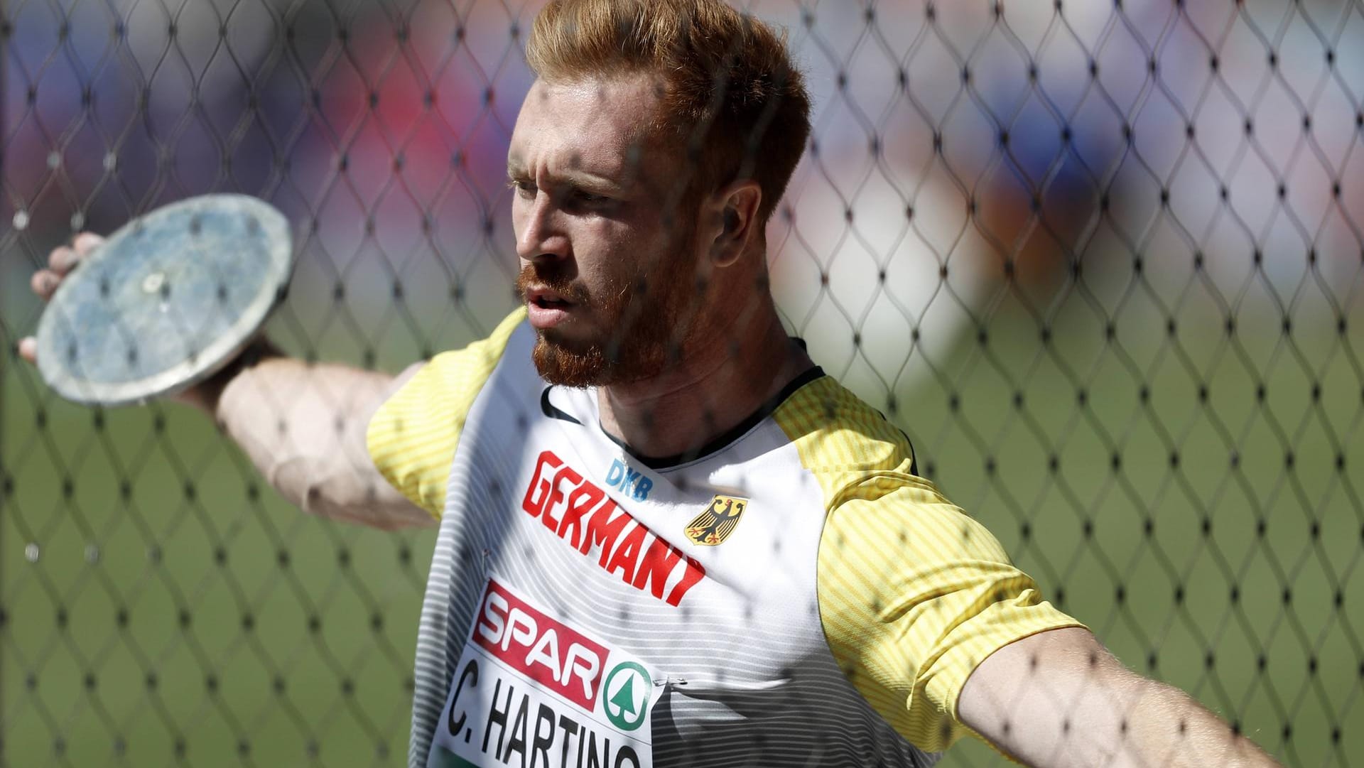 Christoph Harting bei der Leichtathletik-EM im August in Berlin. Nach drei Fehlversuchen war sein Auftritt beendet.