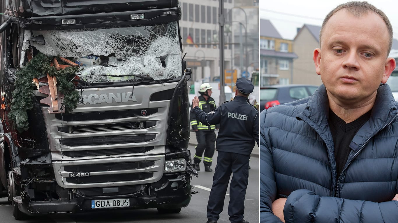 Ariel Zurawskis LKW auf dem Berliner Breitscheidplatz am Tag nach dem Anschlag vom 19. Dezember 2016: Der polnische Spediteur macht den deutschen Behörden Vorwürfe. Man habe ihn nicht fein behandelt.