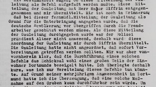 Verhörprotokoll Wilhelm Stöve aus dem Jahr 1949.