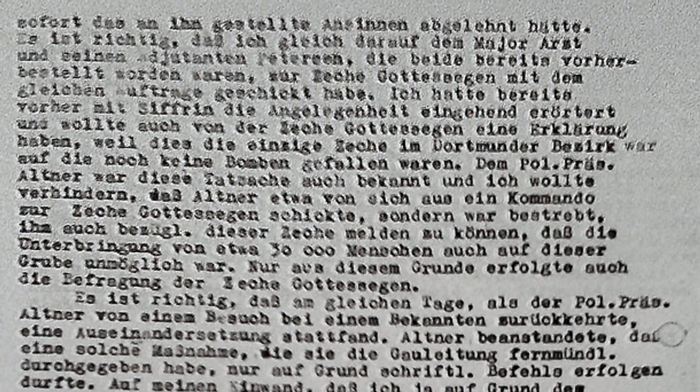 Verhörprotokoll Wilhelm Stöwe aus dem Jahr 1949.