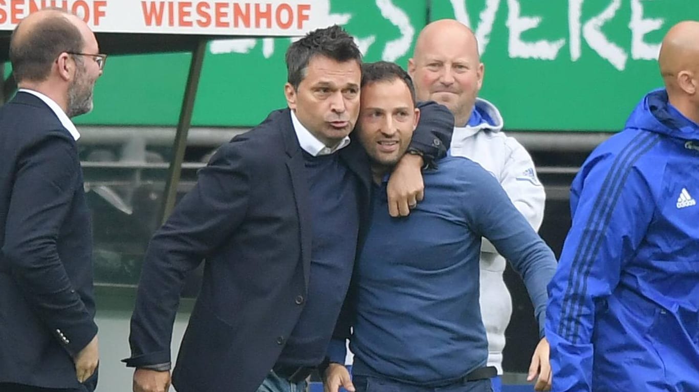 Ein Herz und eine Seele? Schalke-Manager Christian Heidel (l.) und Trainer Domenico Tedesco in der vergangenen Saison.