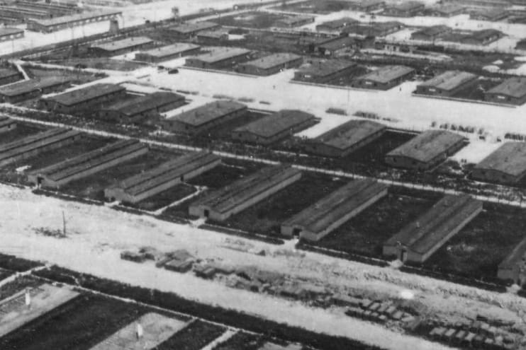 Luftbild des KZ Majdanek aus dem Jahr 1944: Zehntausende Menschen sind hier zwischen 1941 und 1944 ermordet worden.