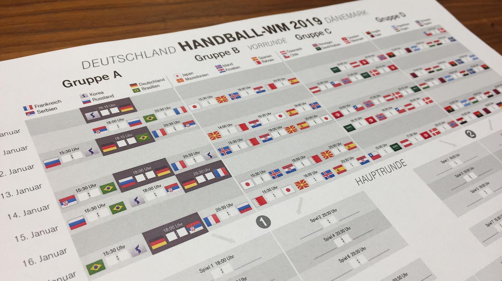 Passend für den Kühlschrank oder fürs Büro: Der WM-Spielplan zum Ausdrucken.