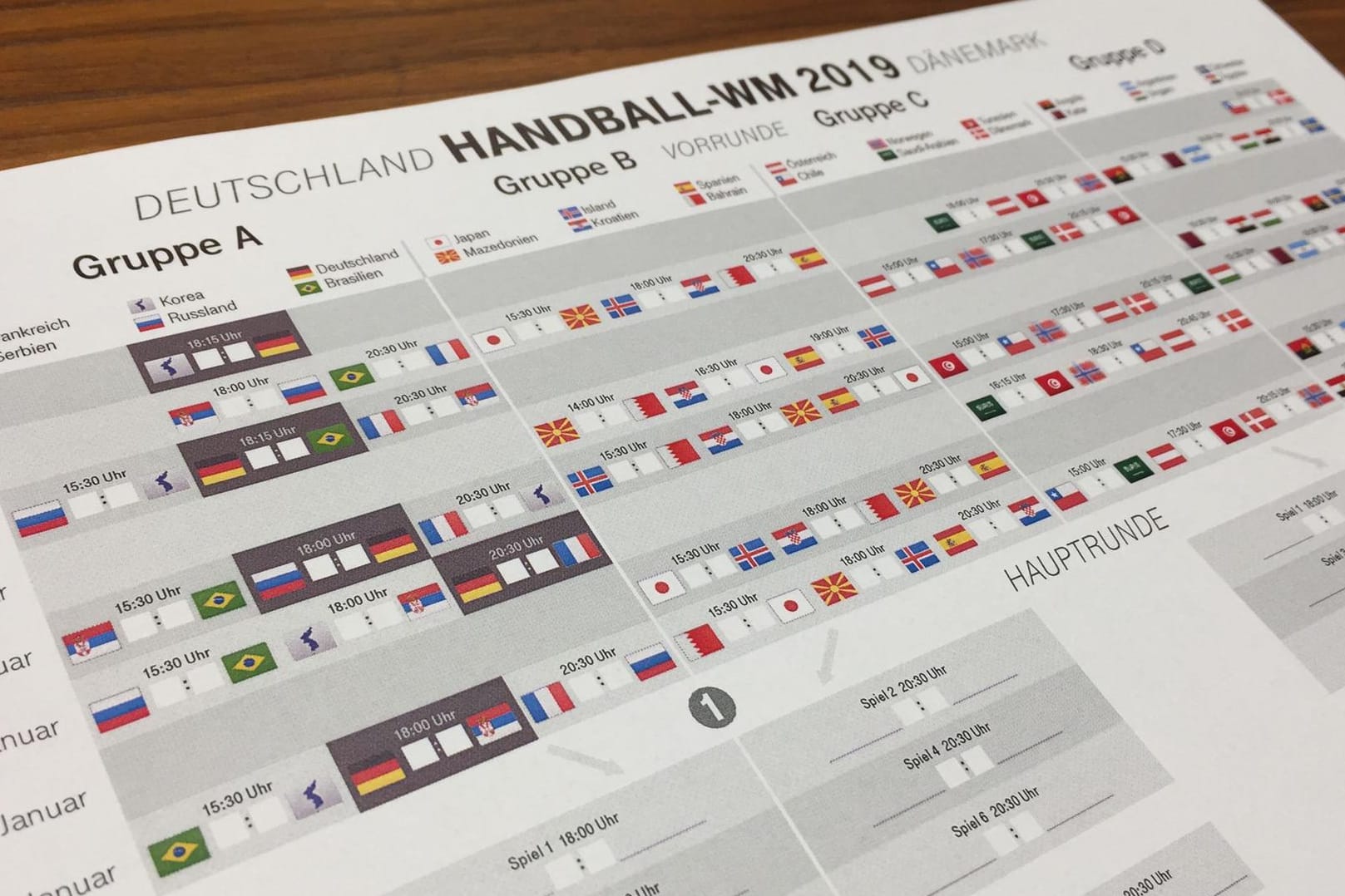 Passend für den Kühlschrank oder fürs Büro: Der WM-Spielplan zum Ausdrucken.