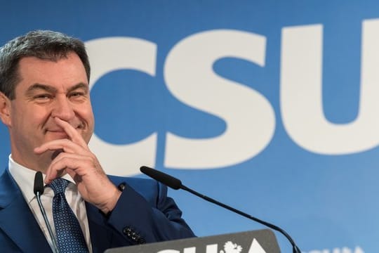 Markus Söder bei einer Pressekonferenz in der CSU-Parteizentrale in München.