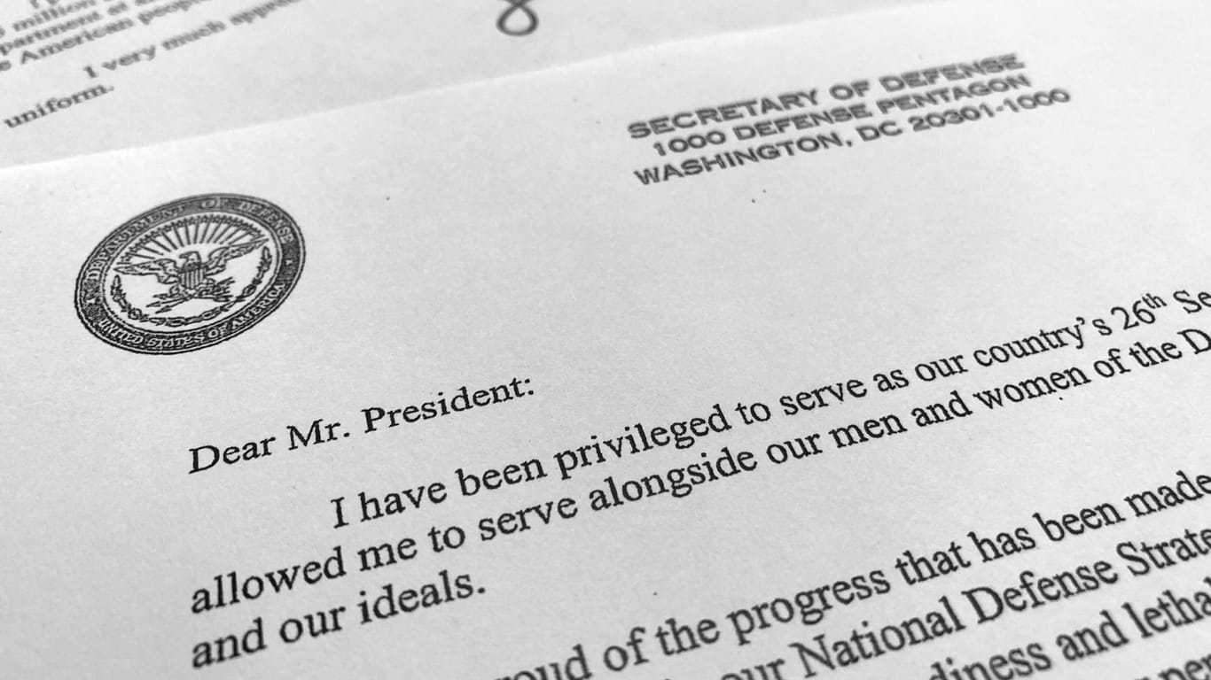 James Mattis' Rücktrittsschreiben an Donald Trump: Der Verteidigungsminister gibt frustriert seinen Job im Pentagon ab.