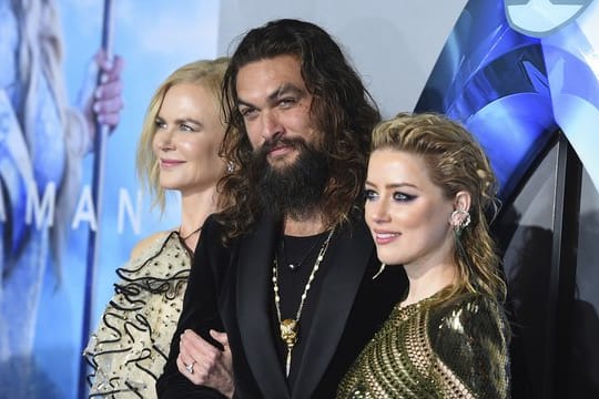 Nicole Kidman (l-r), Jason Momoa und Amber Heard bei der Premiere von "Aquaman" in Hollywood.