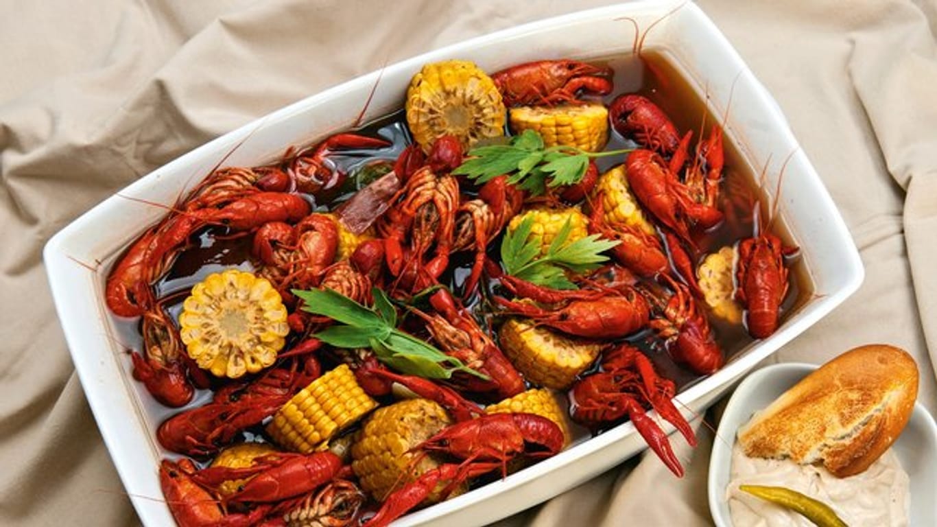 Flusskrebse, Garnelen oder Schrimps sind typische Zutaten der Südstaatenküche.