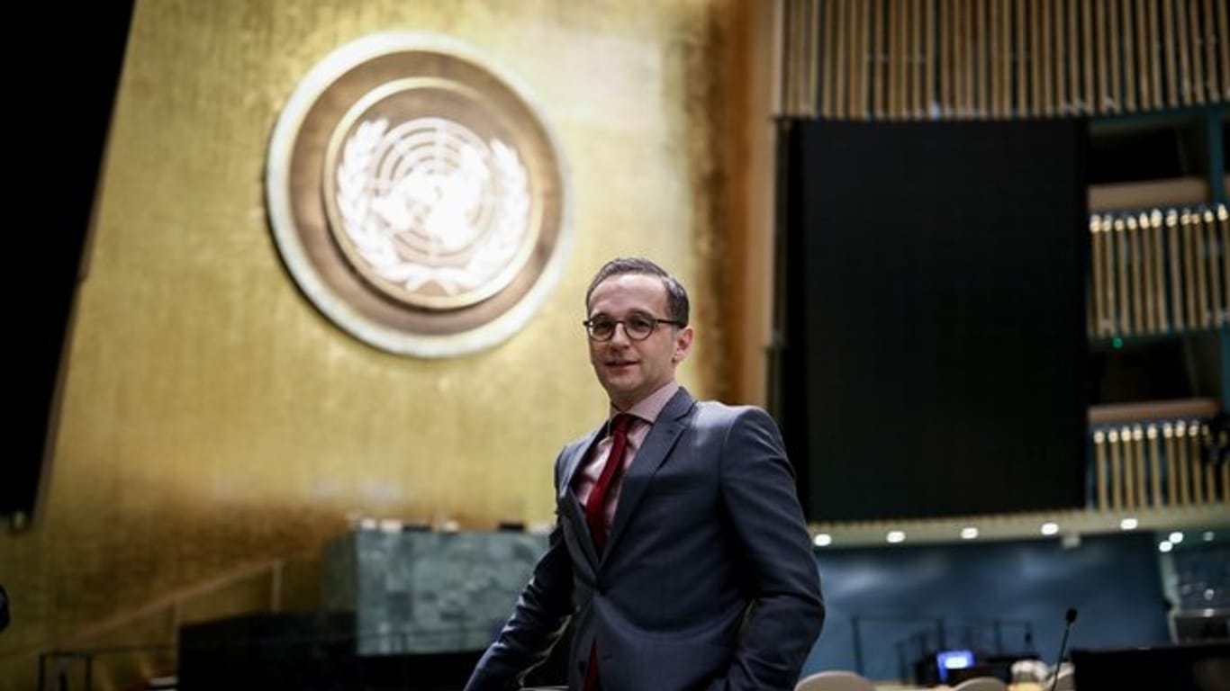 Heiko Maas im Hauptquartier der Vereinten Nationen im Saal der UN-Generalversammlung.