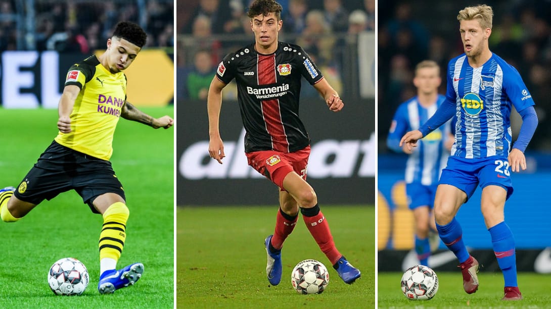 Hoffnungsträger: Sancho, Havertz, Maier (v. li.).