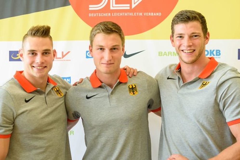 Die Speerwerfer Johannes Vetter, Thomas Röhler und Andreas Hofmann (l-r) wollen bei der WM für Furore sorgen.