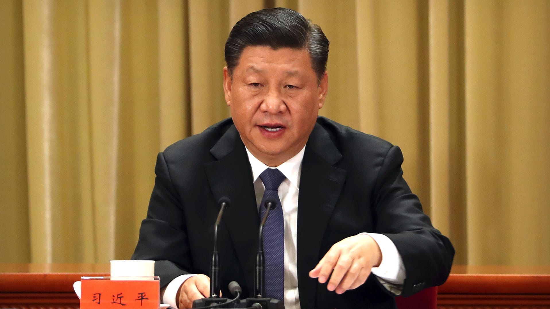 Chinas Präsident Xi Jinping während seiner Rede: Der Staatschef auf Lebenszeit droht Taiwan mit Gewalt.