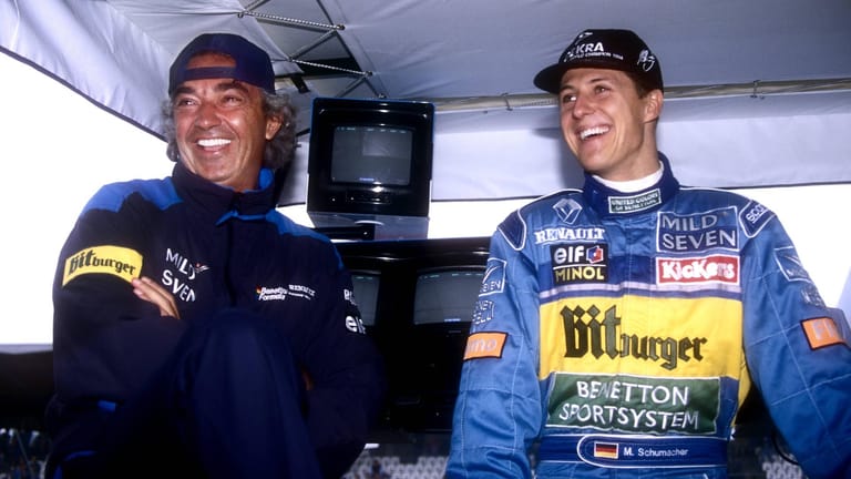 Gemeinsam erfolgreich bei Benetton: Flavio Briatore (l.) und Michael Schumacher im Jahr 1995.