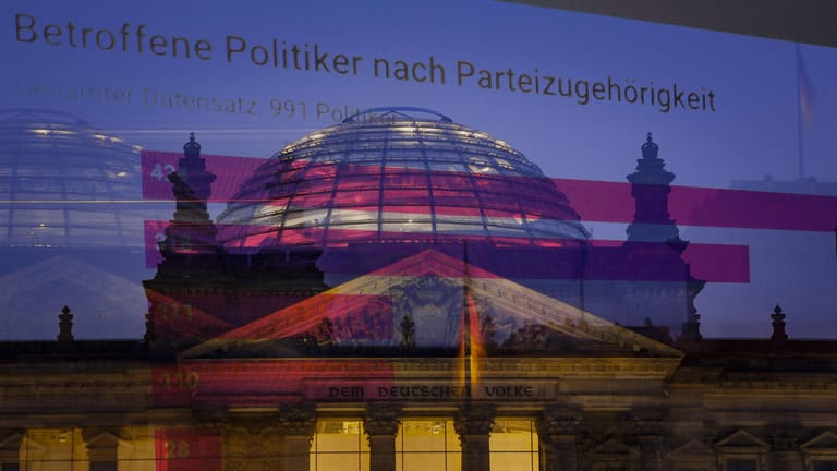 Grafik vor dem Bundestag: Wir haben die betroffenen Datensätze aus dem Hacker-Angriff aufbereitet und strukturiert.