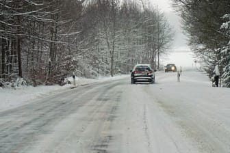Winterliche Straßen in Bad Wörishofen im Allgäu.