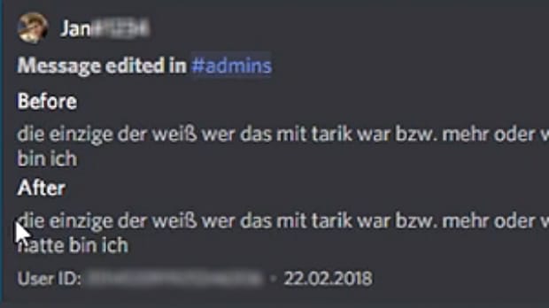 Ausschnitt aus Discord-Diskussion: Jan S. behauptet hier, er kenne die Hintergründe zu Tarik.