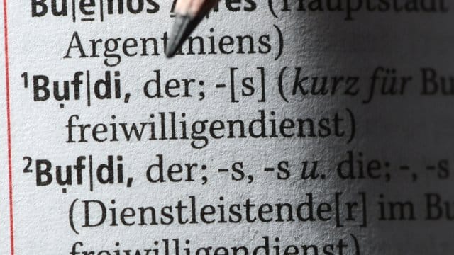 Der Begriff "Bufdi" für "Bundesfreiwilligendienst" und "Dienstleistende im Bundesfreiwilligendienst" steht im Duden. Der Begriff "Bufdi" für "Bundesfreiwilligendienst" und "Dienstleistende im Bundesfreiwilligendienst" steht im Duden.