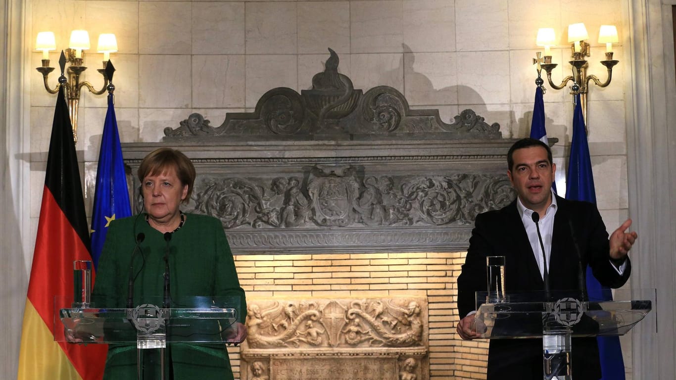 Merkel beim Besuch in Griechenland: Bisher gab es noch keine Einigung bei der Frage um Reparationen.