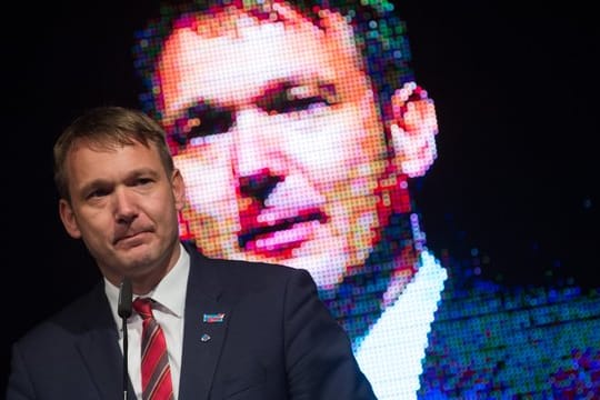Andre Poggenburg im Herbst 2017 bei einer AfD-Wahlkampfveranstaltung in Magdeburg.
