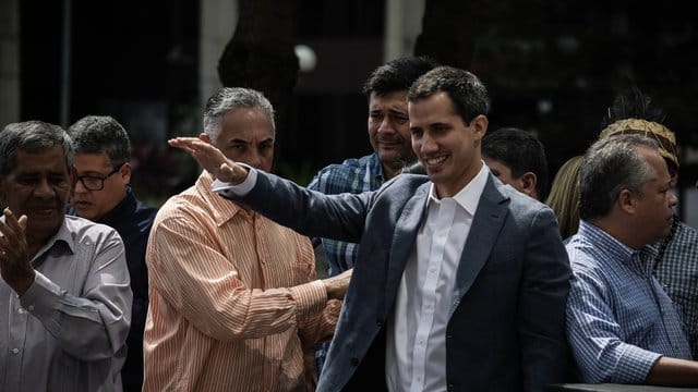 Juan Guaidó, Parlamentspräsident in Venezuela, während einer Demonstration in Caracas. Juan Guaidó, Parlamentspräsident in Venezuela, während einer Demonstration in Caracas.