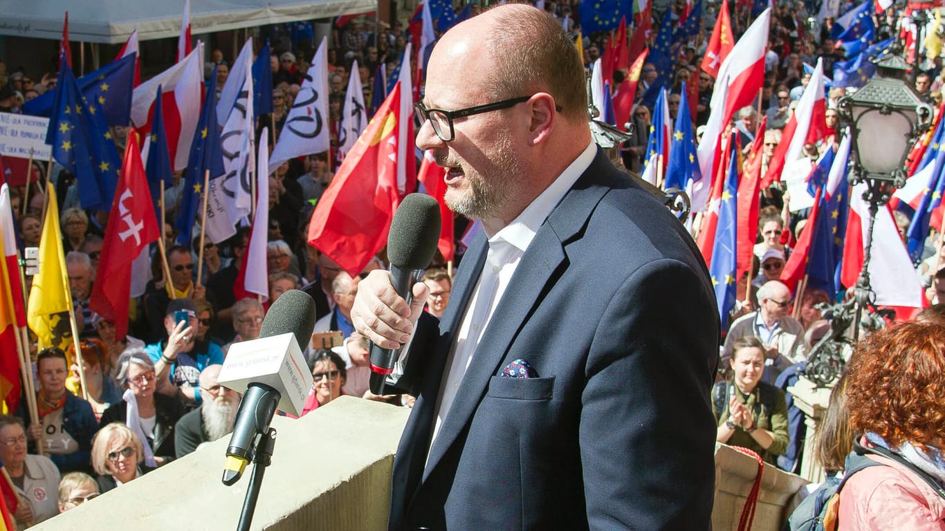 Adamowicz auf einer Parteiveranstaltung im April 2018.