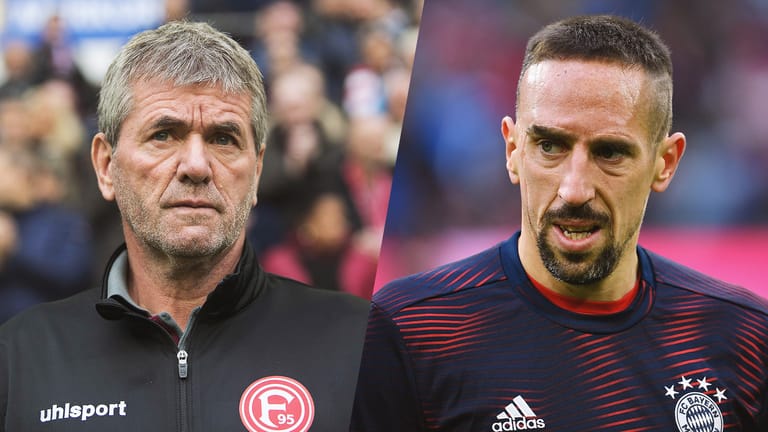 In den Schlagzeilen: Düsseldorfs Trainer Friedhelm Funkel (l.) und Bayern-Star Franck Ribéry.