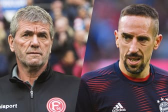 In den Schlagzeilen: Düsseldorfs Trainer Friedhelm Funkel (l.) und Bayern-Star Franck Ribéry.