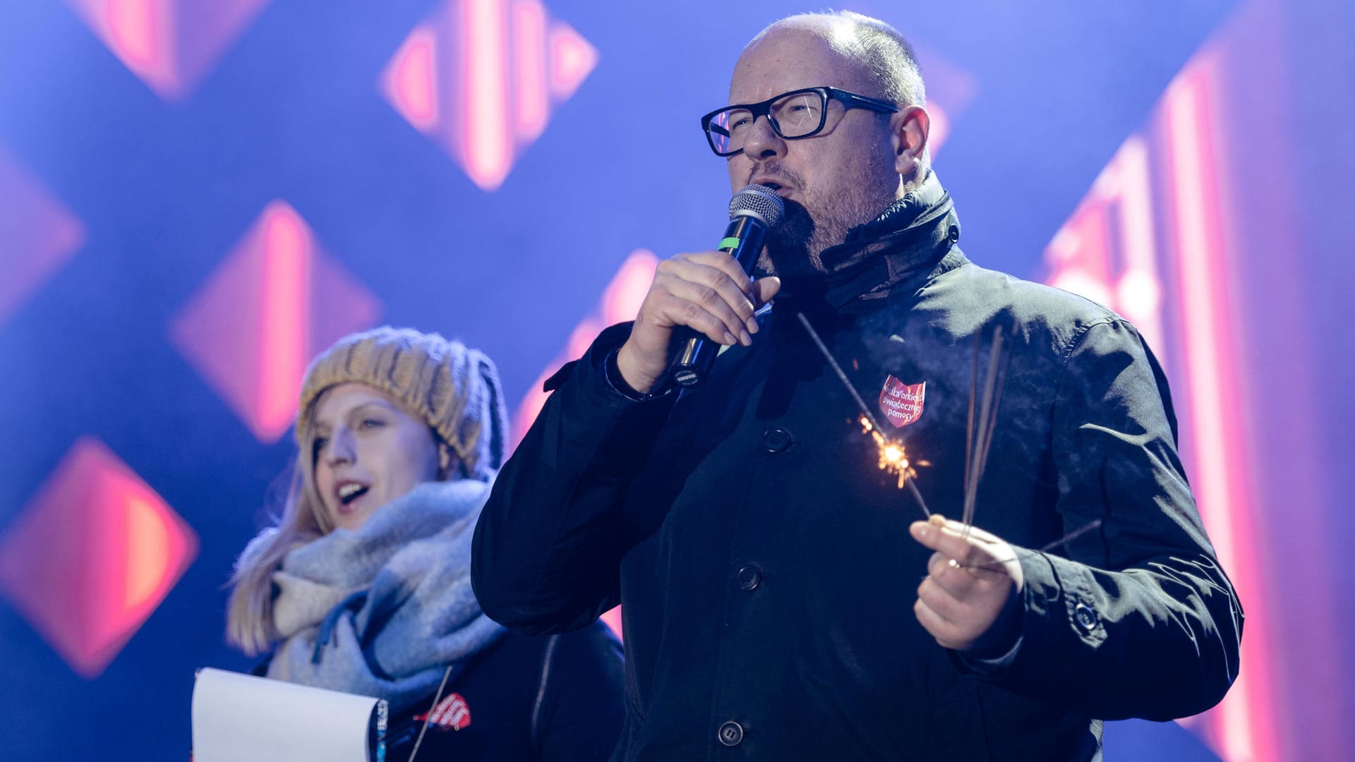 Pawel Adamowicz kurz vor dem Angriff auf ihn.