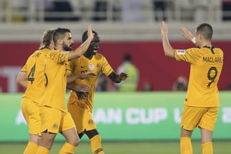 Australiens Spieler jubeln über einen Treffer im Spiel gegen Syrien.