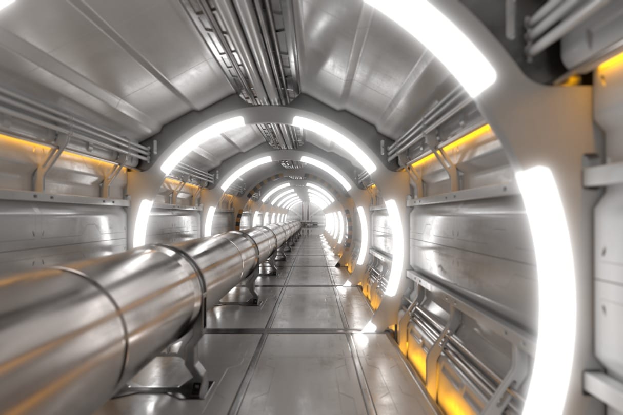 Visualisierung des geplanten Teilchenbeschleunigers: Die Anlage soll in einen 100 Kilometer langen ringförmigen Tunnel zum Teil unter dem Genfer See verlaufen.