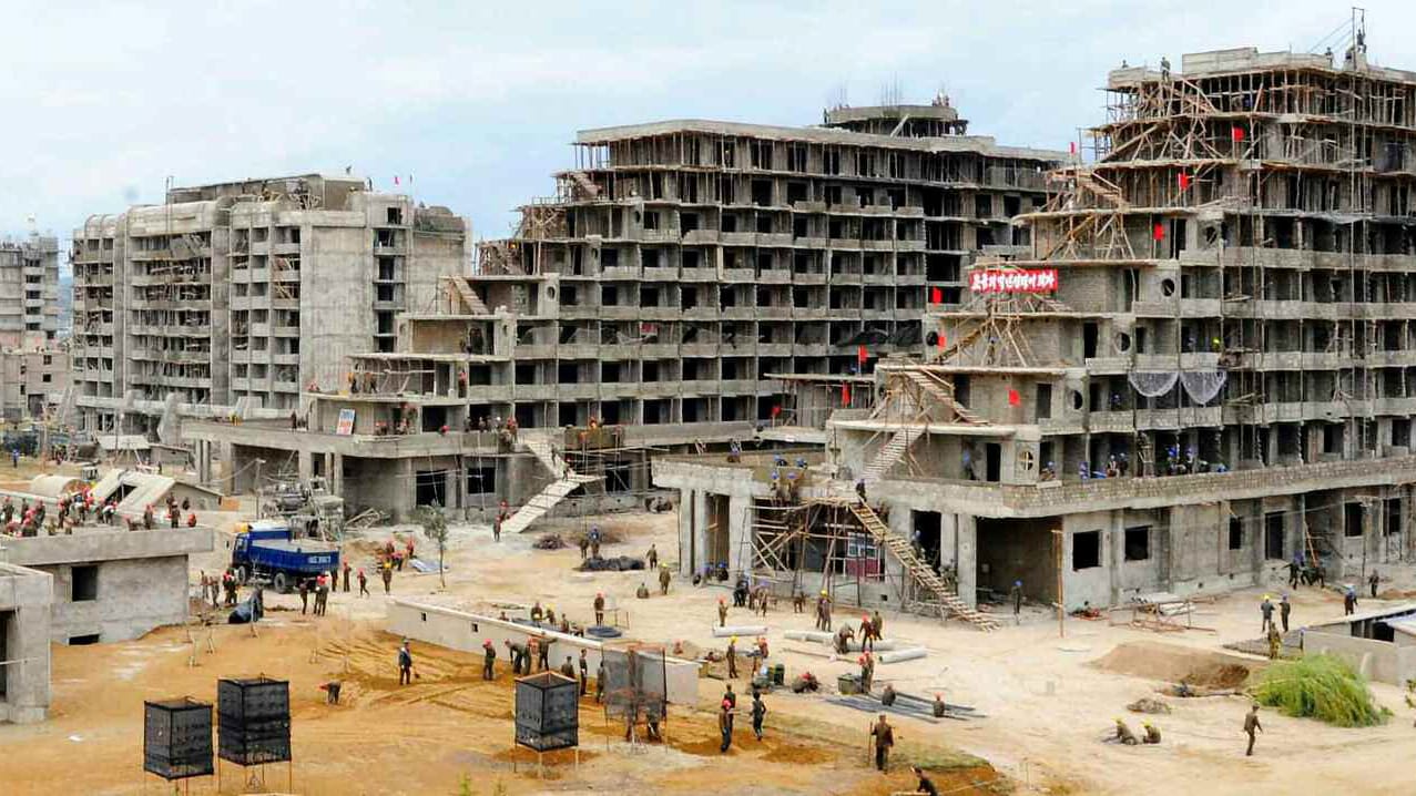 Das Foto, das von der nordkoreanischen Tageszeitung Rodong Sinmun im Mai 2018 aufgenommen wurde, zeigt den im Bau befindlichen Touristenort Wonsan-Kalma.