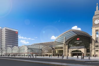 Hamburger Hauptbahnhof: Die Visualisierung zeigt eine Variantenstudie der geplanten Erweiterung des Hauptbahnhofs.
