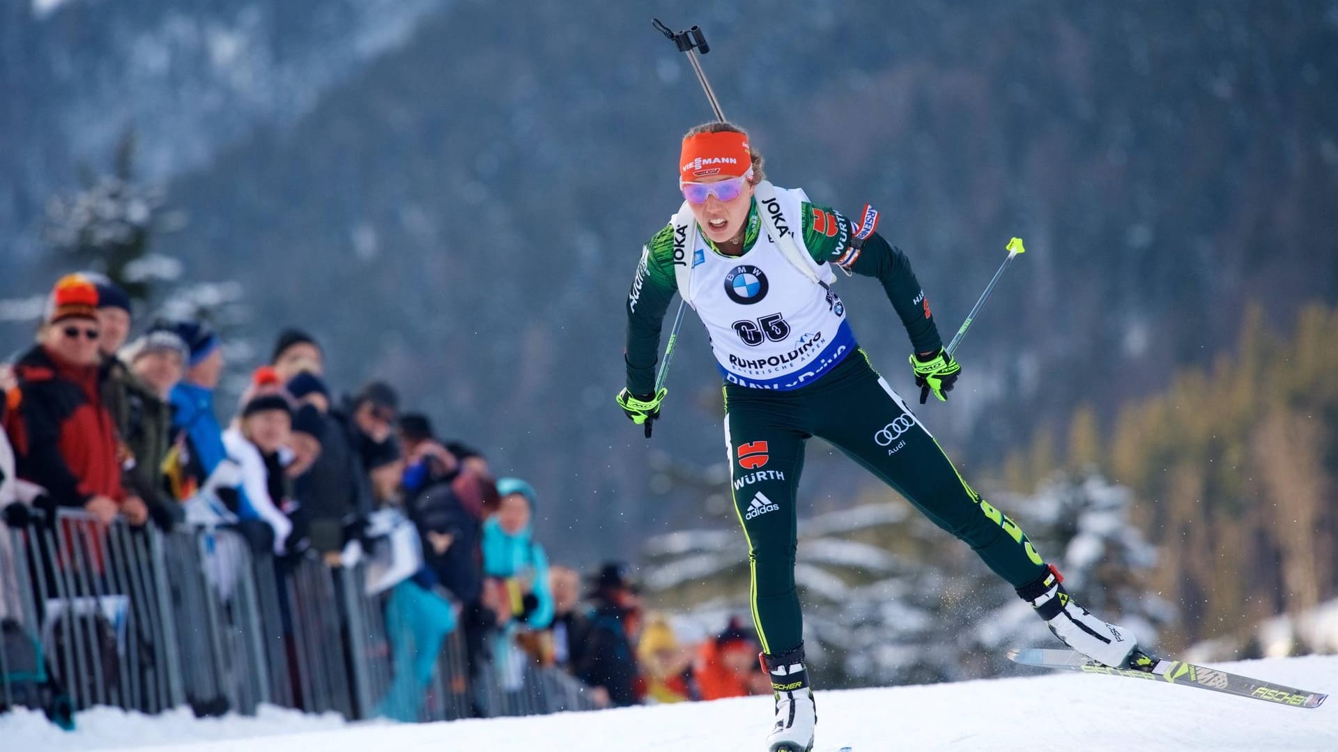 Laura Dahlmeier auf der Strecke in Ruhpolding.