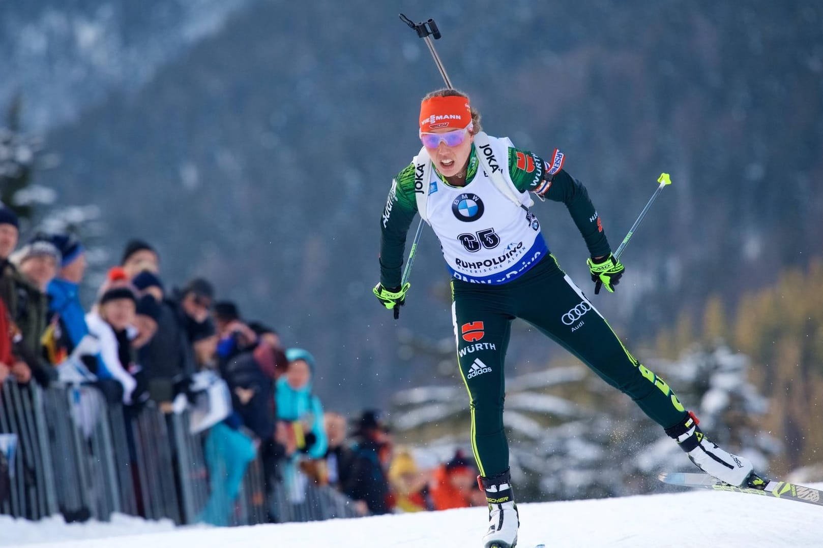 Laura Dahlmeier auf der Strecke in Ruhpolding.