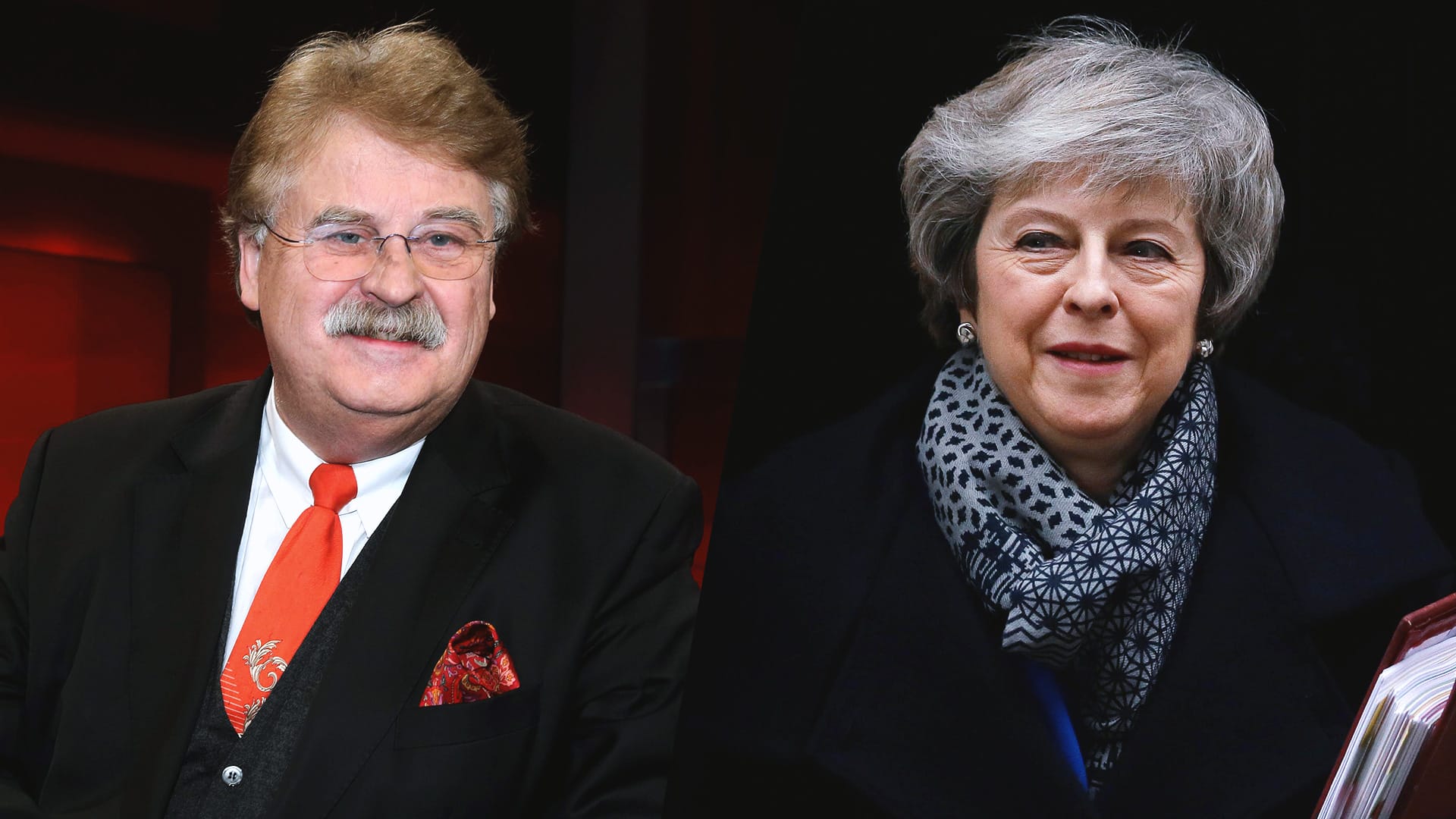 Der Plan B zum Brexit von Premierministerin Theresa May (l.) stößt bei Elmar Brok auf Kritik. "Ich sehe keinen Plan B", meint der CDU-Politiker.