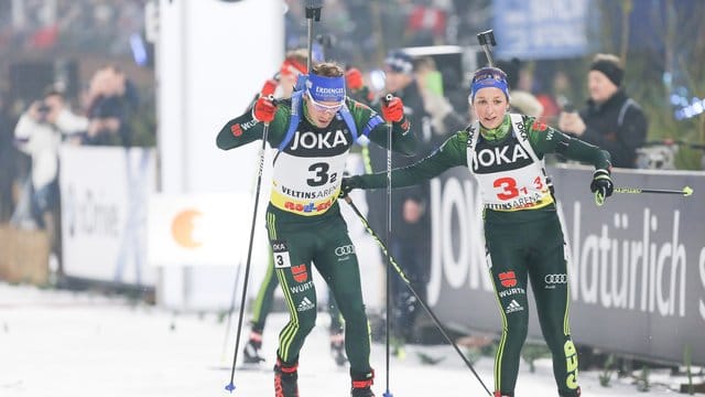 Simon Schempp (l) und Franziska Preuß bei der World Team Challenge in Gelsenkirchen. Simon Schempp (l) und Franziska Preuß bei der World Team Challenge in Gelsenkirchen.